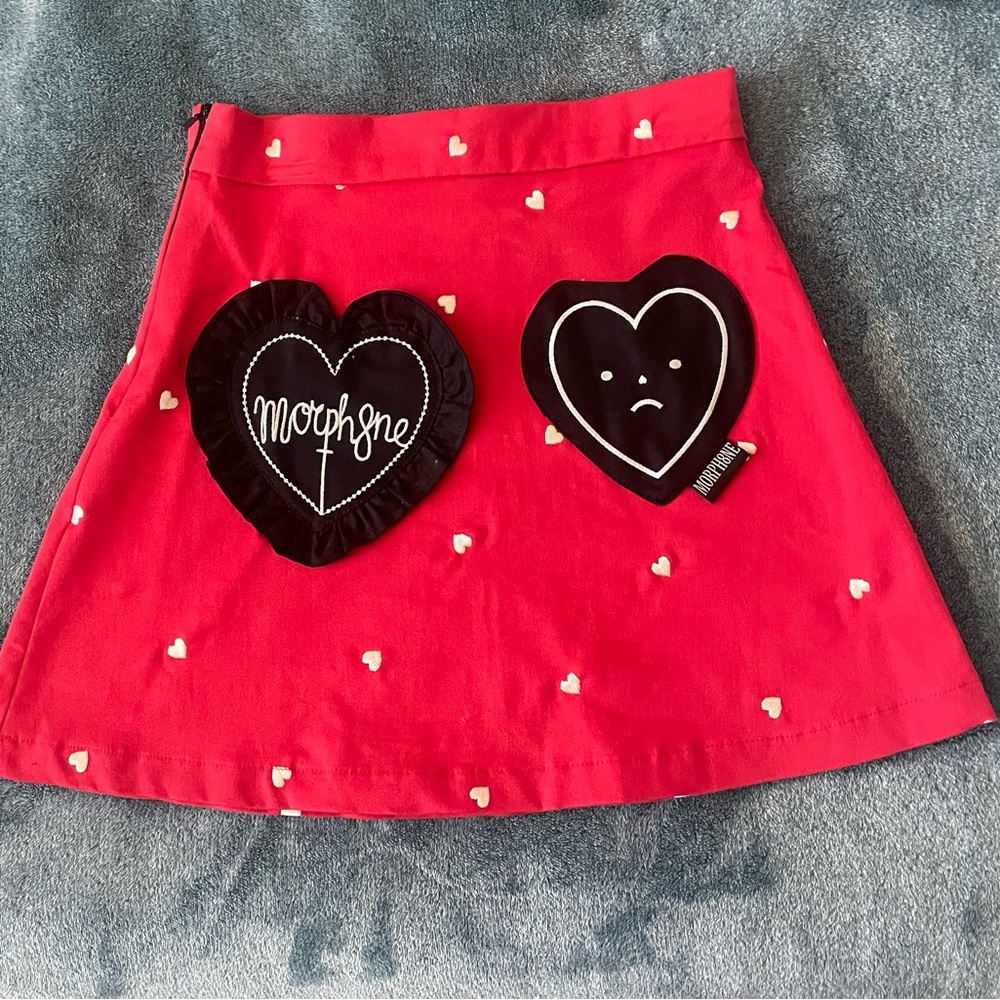 Morph8ne Red Heart Embroidered Skirt